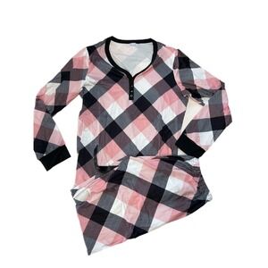 PAJAMA SET Pink Black Plaid SIZE Large BY SHIRLEY & STONE FIT 14/16